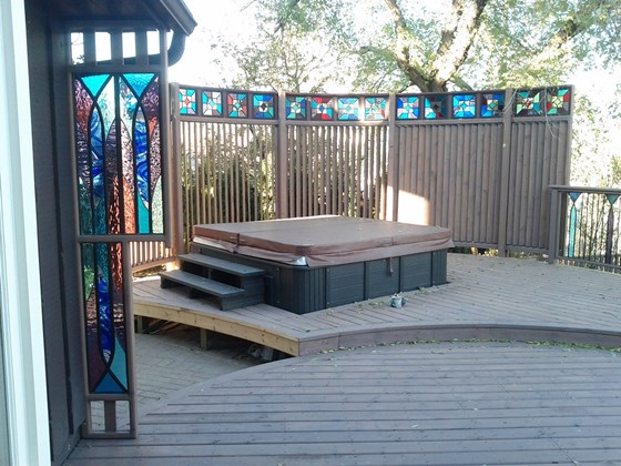 Exterior Design: Costume deck with art glass panels