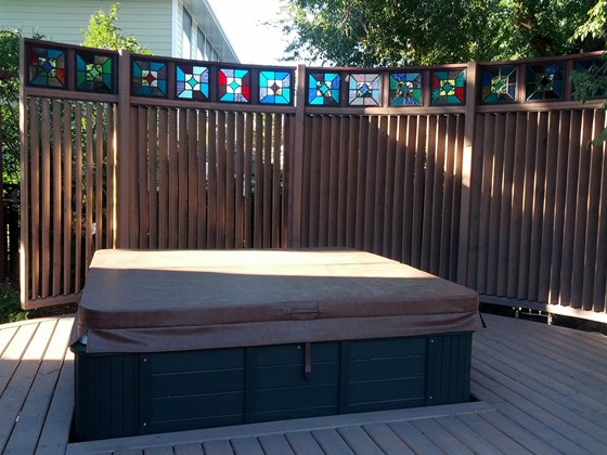 Exterior Design: Costume deck with art glass panels